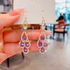 Trendy Purple Zircon Teardrop Ear Clips Elegant Luxurious Earrings For Women Fashion Jewelry