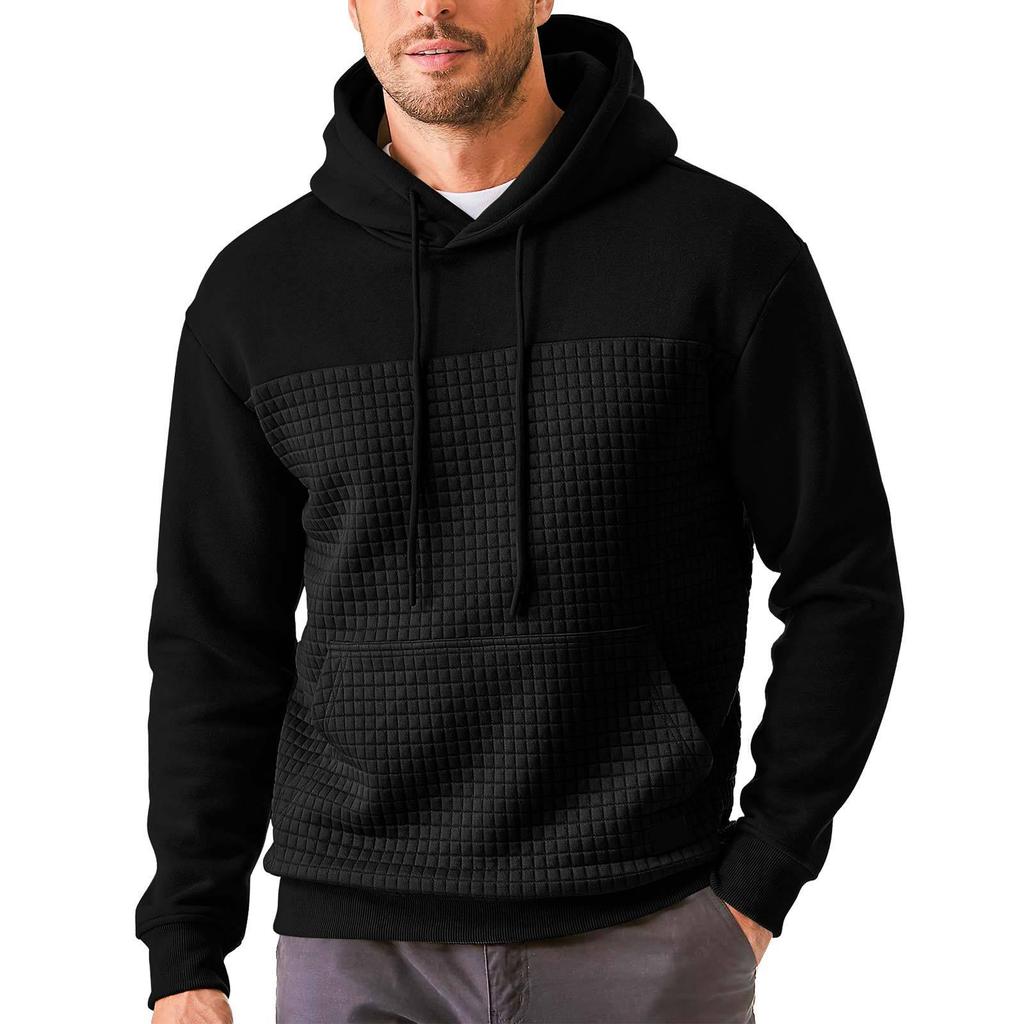 Men's Waffle Color Block Hoodie for Autumn/Winter