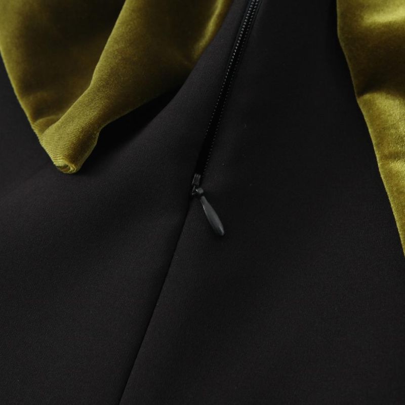 Kaslead New Arrival Women's Clothing Fashion Style Fashion Velvet Oversized Bowknot Decoration Dress 9058777