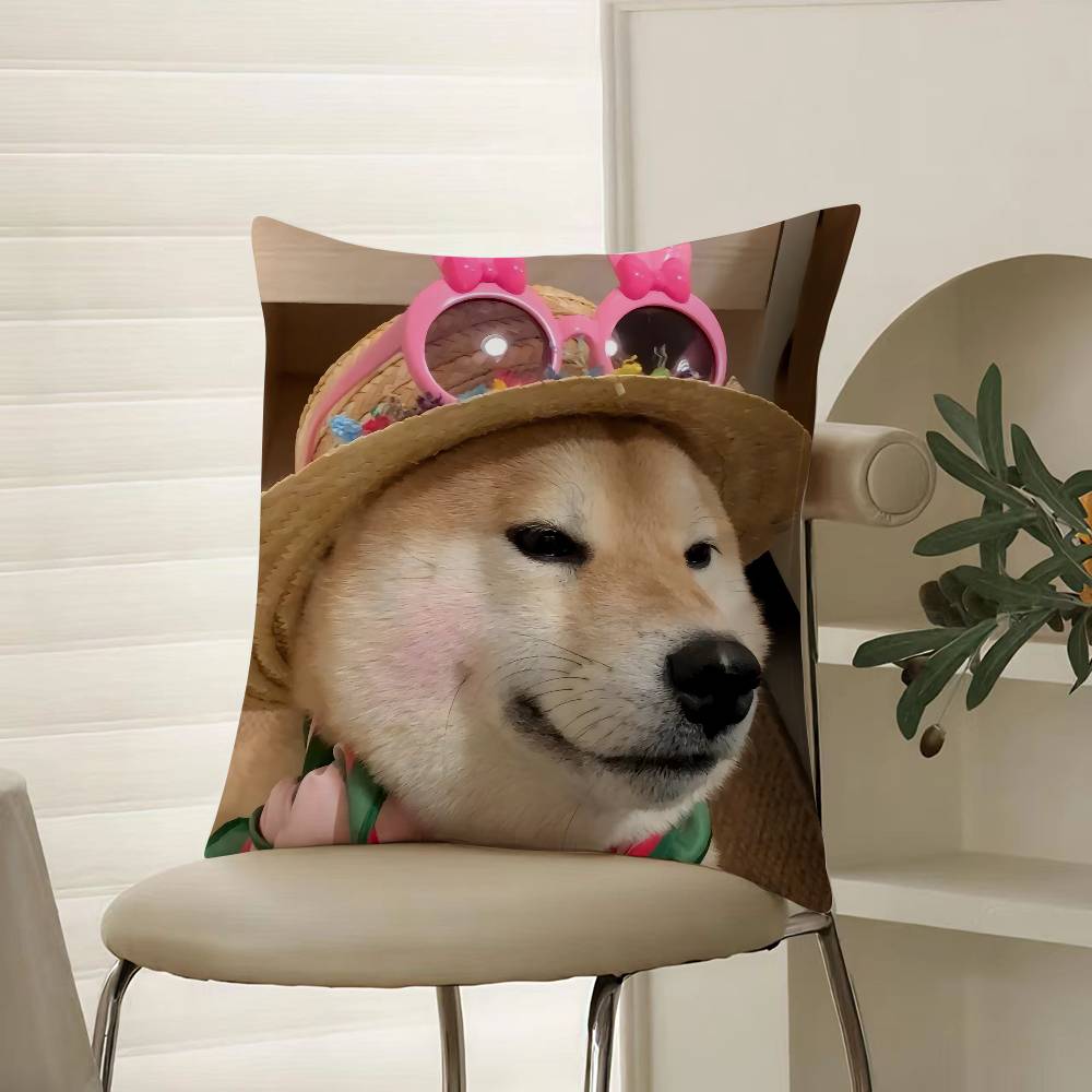 Happy Cute Puppy Smiling Sunshine Pillow Case Comfort Sofa Bed Silky Elegant Invisible Zipper Decorative Cushion Cover