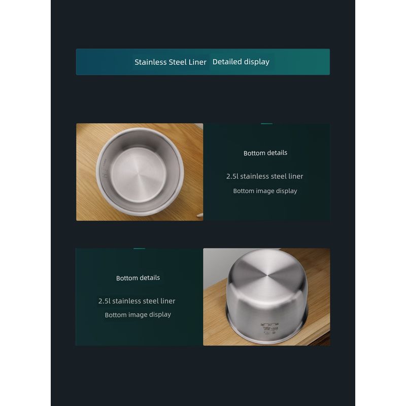 Suitable for Xiaomi Electric Pressure Cooker 2.5L Stainless Steel Inner Pot Mijia Pressure Cooker 2.5L Inner Pot 0 Coating 316L