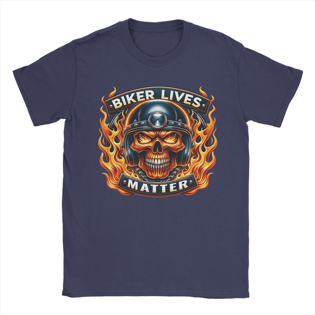 Oversized T Shirt Summer Biker Lives Matter Fiery Skull Rider Novelty TShirts Pure Cotton Tshirt for Unisexs Awesome Top Tees