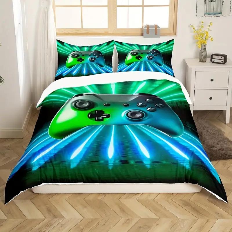 3D Gaming Bedding Set, Game Controller, Down Duvet and Pillowcase, Gamer's Quilt Cover DE135 * 200 Luxury Soft Home Textile