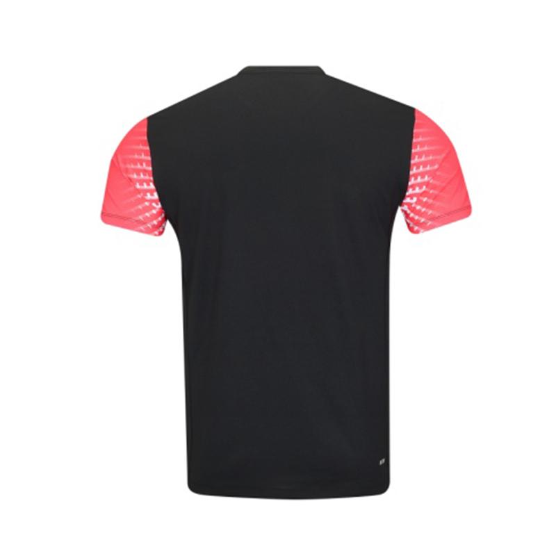 Li Ning Training Series High Street Provincial Team Breathable Competition Short Sleeve Badminton Shirt Men Tops Black AAYV043-1