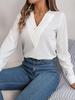 Elegante Blusa da Donna da Ufficio Business a Strati con Scollo a V Maniche Lunghe Camicie Eleganti Top da Lavoro