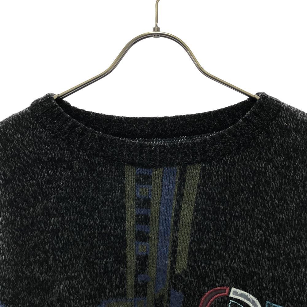 N.A.P 80s 90s Old Geometric Pattern Patch Long Sleeve Knit 56/58 Sweater Men's Used