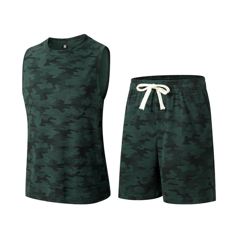 Summer Casual Sports Suit Men's Short Sleeved Lightweight Quick Drying Ice Silk Two-piece Set