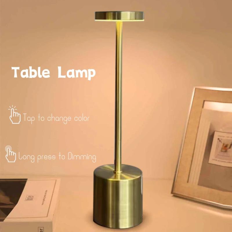 2PCS Cordless Table Lamp Rechargeable LED Desktop Night Light 3 Color Stepless Dimming Reading Lamp for Bedroom Restaurant Patio