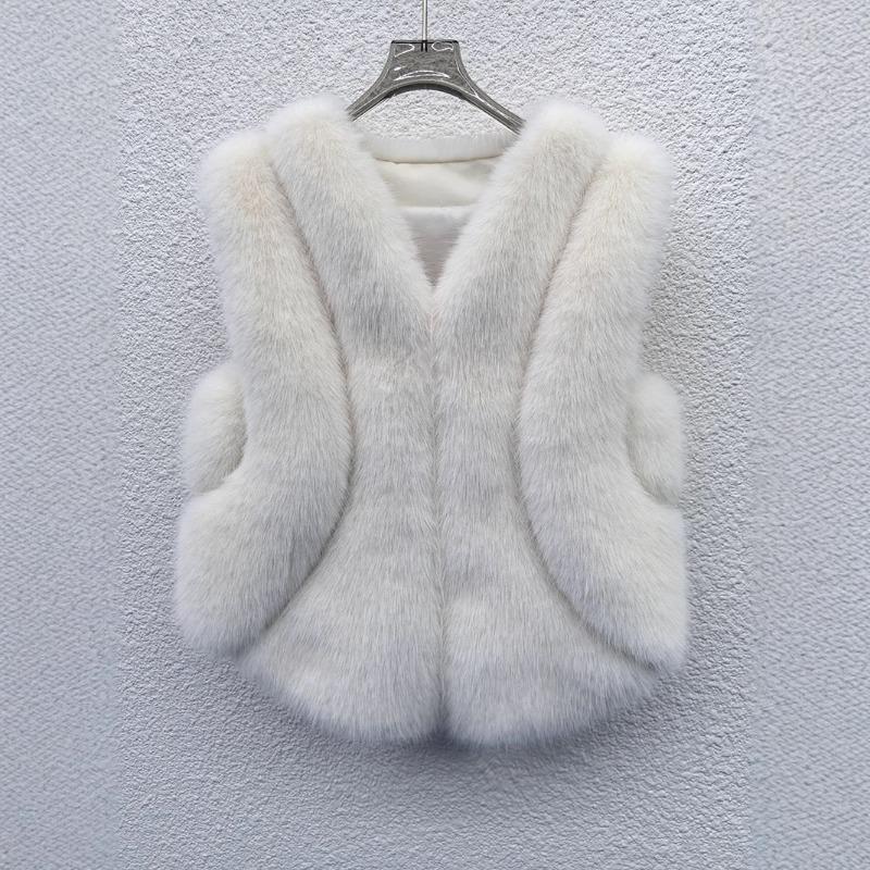 New Christmas Women's Dress Versatile Imitation Fox Fur Vest Vest Small Coat Fluffy Vest