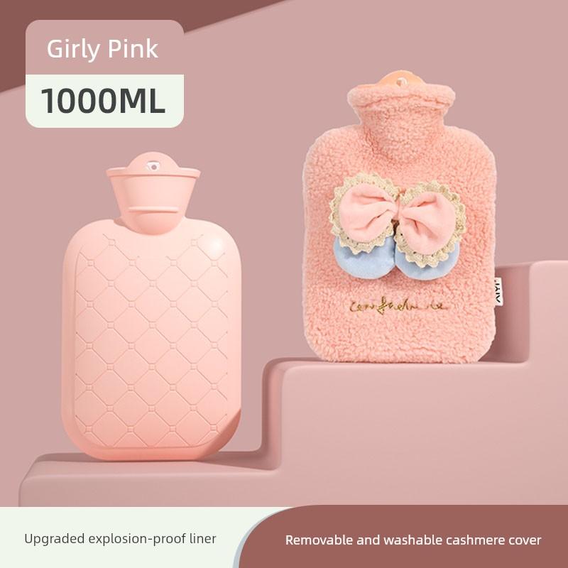 Hot Water Bottle, Thickened Explosion-Proof Hand Warmer, Small Hand Warmer Bag, Women's Belly Warmer, Plush Hot Compress Water Bag