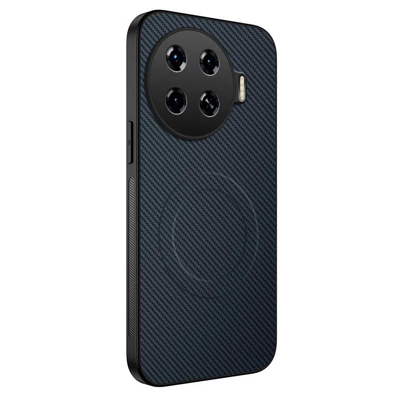 Magnetic Silicone Case For Tecno Spark 20 Pro Plus 20C 4G Wireless Charging Carbon Fiber PU Anti-Drop Soft Cover Phone Cases