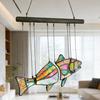 Handcrafted Stained Glass Fish Suncatcher Acrylic Fish Window Hanging Ornament Handmade Iridescent Fish Wind Chime for Patio Garden Home