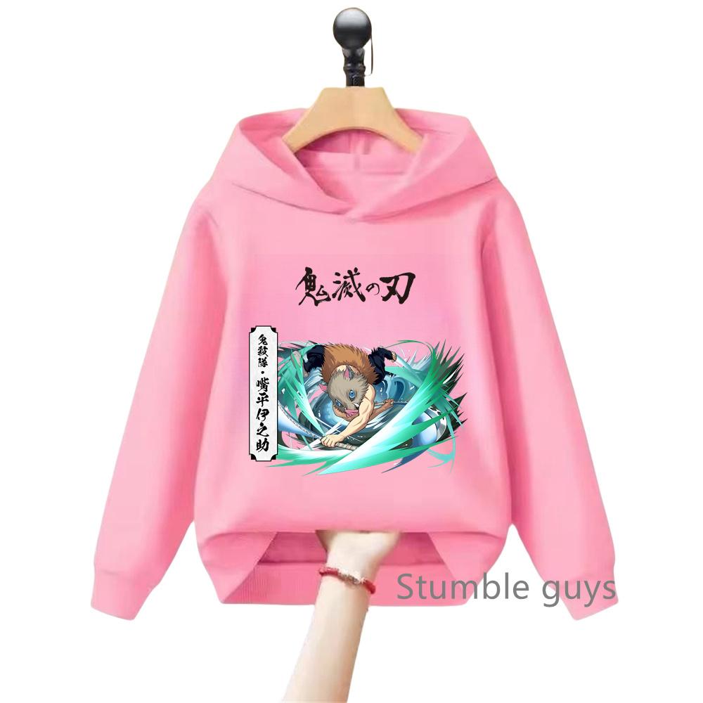 Cute Anime Demon Slayer Kids Hoodie Sweatshirt for Boys Girls Cartoon Long Sleeve Casual Daily Wear