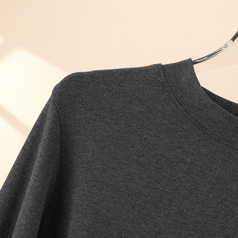 Women's Long Sleeve Slimming Cotton Base Layer Top - Spring/Autumn Fashionable Versatile Round Neck T-shirt, 2025 New Arrival
