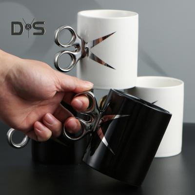 Scissor Handle Ceramic Cup 350ml Novelty Barber Hairdresser Tea Coffee Mug Gift Colorful Glaze Crafts Cup