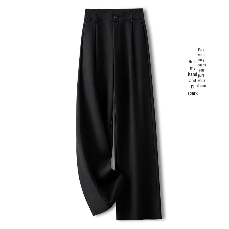 Women's Grey Wide-Leg High-Waisted Slimming Suit Pants for Spring/Autumn 2025