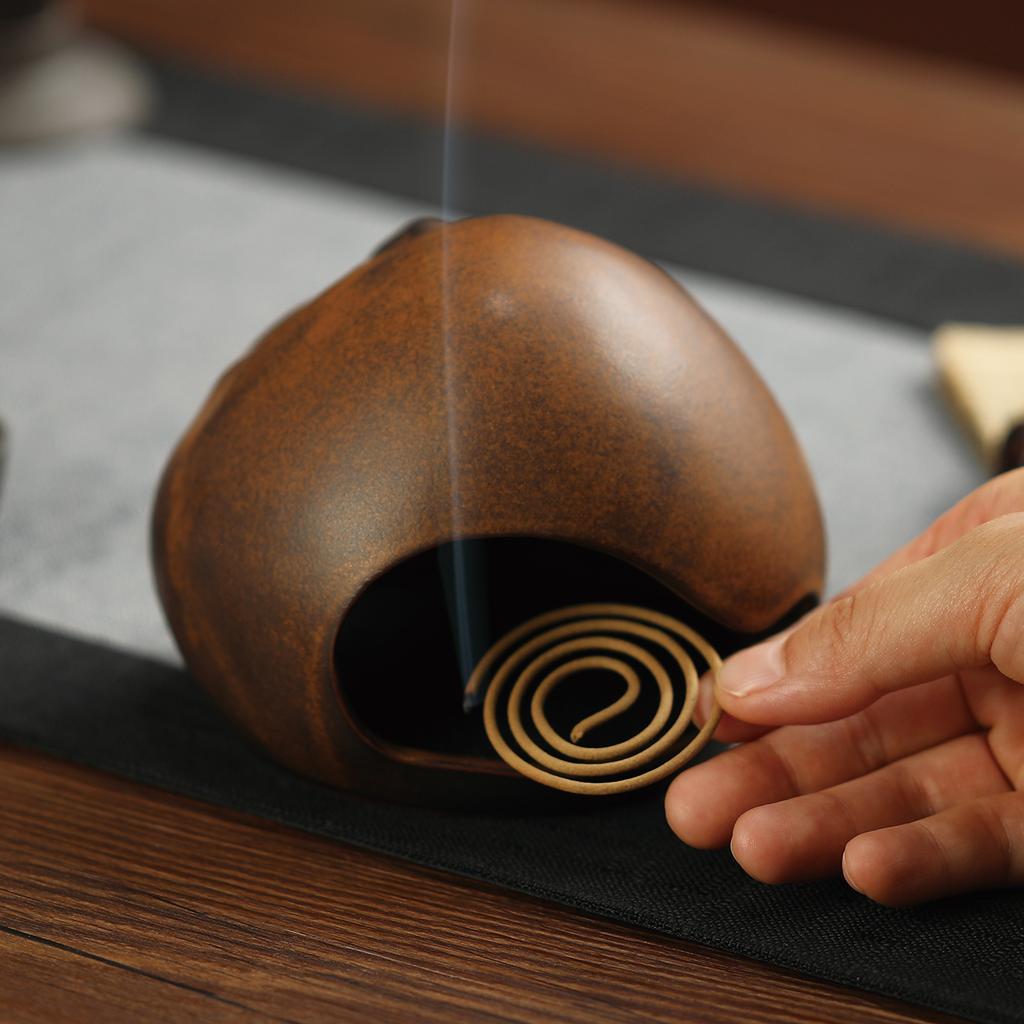 Creative Chinese Retro Home Aromatherapy Stove Ceramic Sandalwood Plate Incense Burner Zen Tea Ceremony Ornaments