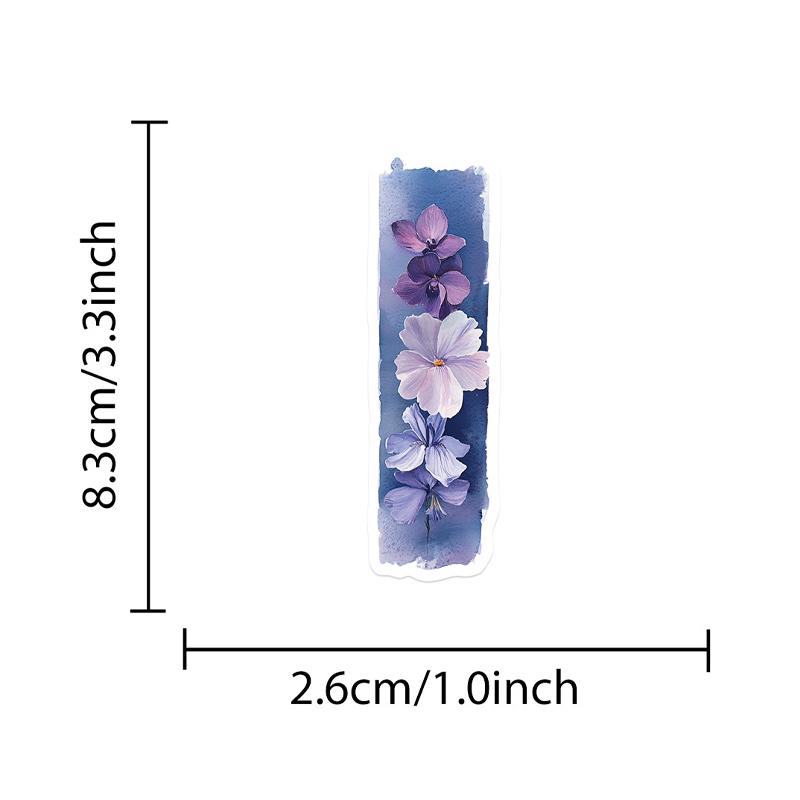 50PCS Plants Stickers Long Strip Creative Plant Floral Sticker Cute Mixed Plant Waterproof Vinyl Decals for Scrapbook Laptop
