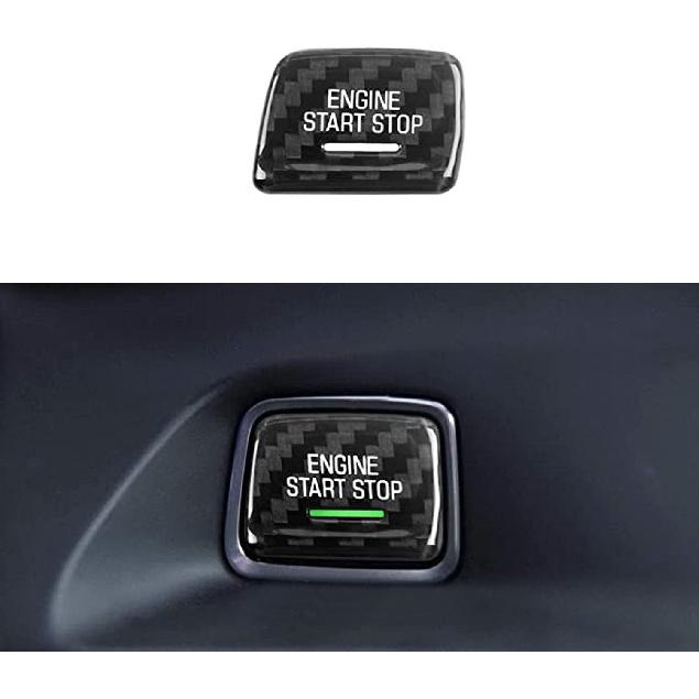 MICROCK Накладка на кнопку Start/Stop двигателя для 2014- Chevy C7 Corvette, для 2016-2024 Chevrolet Camaro, Настоящее углеродное волокно (красный) Carbon Fiber