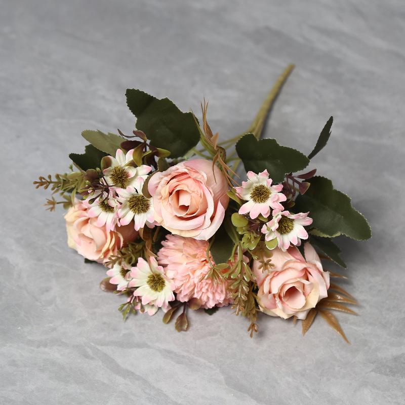European Style Silk Rose Artificial Flower Bouquet for Home Décor and Weddings