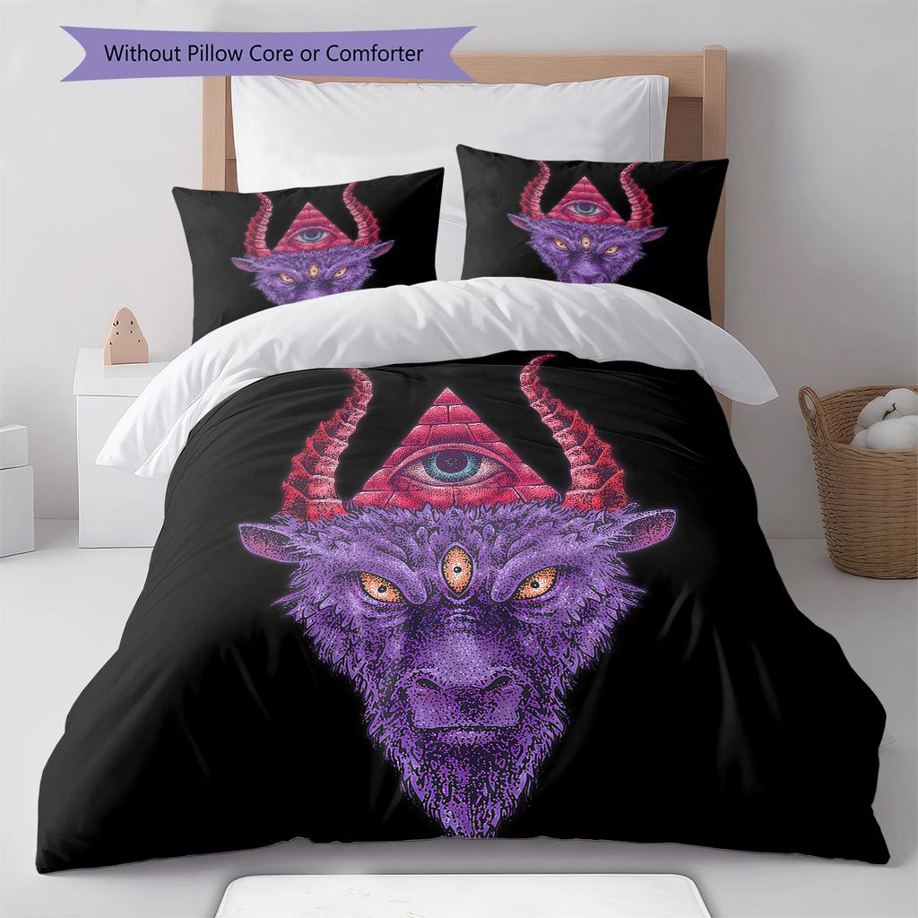 Satan Symbol Pattern Bedding,Quilt Set Quilt Cover Pillowcase Home Birthday Gift (1 * Duvet Cover + 2 * Pillowcase, Without Core)