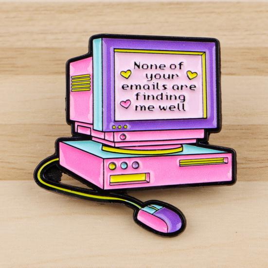 Women Brooch Cartoon Computer Design Zinc Alloy Brooch Pin Bag Sweater Suit Lapel Decorative Enamel Badge Outfit Accessory