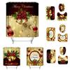 Elegant Christmas Shower Curtain And Toilet Mat Set For Stunning Holiday Home Decor