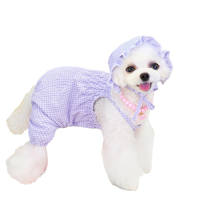 Summer Dog Clothes Overalls Jumpsuit Puppy Small Dog Costume Hat Yorkshire Pomeranian Shih Tzu Maltese Poodle Bichon Clothing