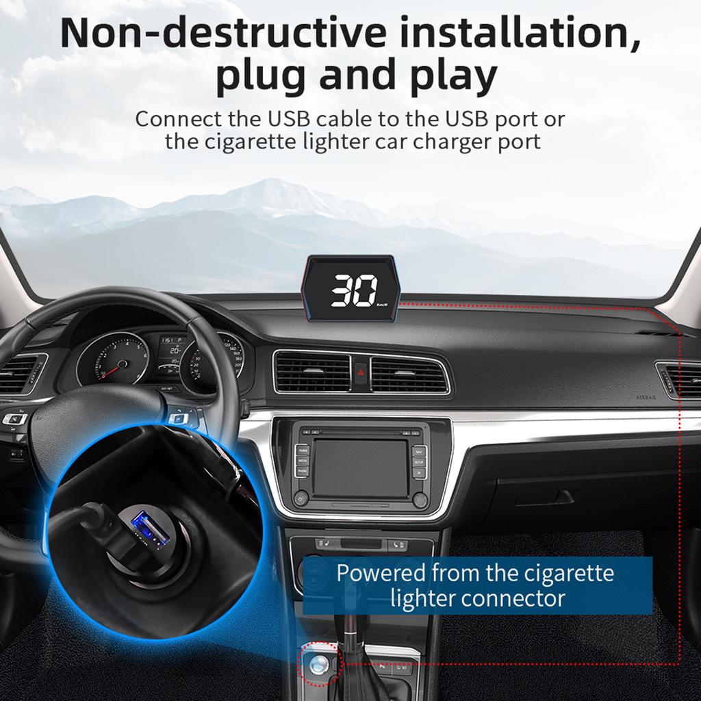 Head-Up-Display, GPS-Tachometer Universelles Auto-Head-up-Display 3 Zoll MPH Geschwindigkeitsmesser mit Kompass