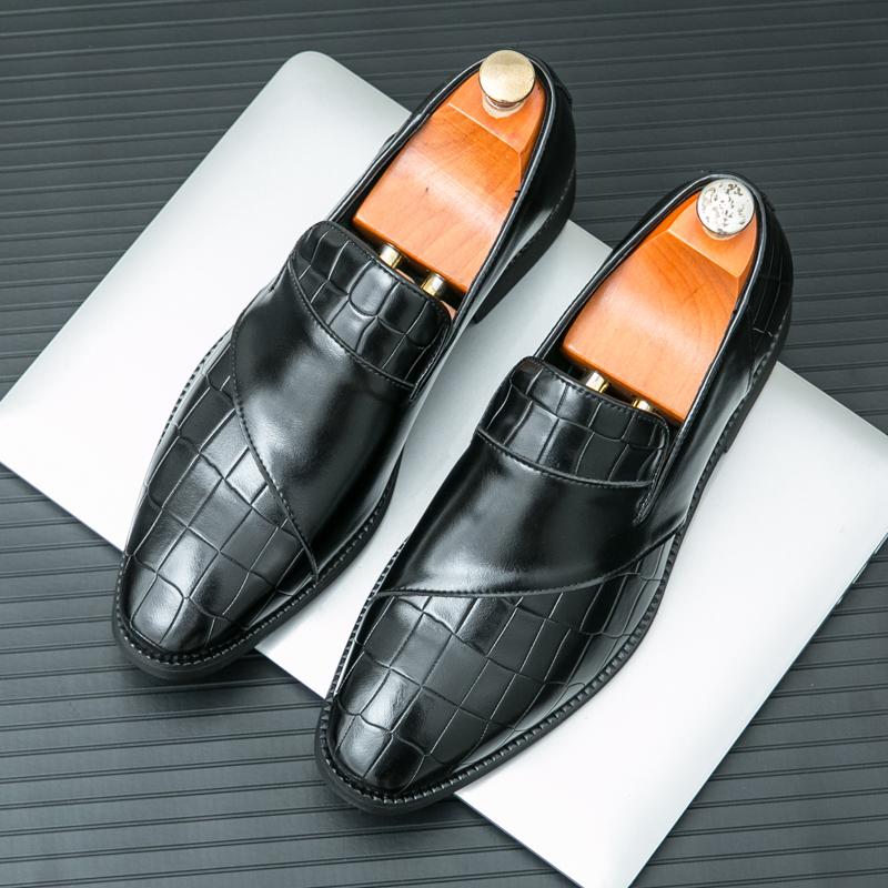 

Модный Роскошный Бренд Мужская Кожаная Обувь Черная Слипоны с Принтом Крока Повседневная Мужская Обувь для Платья Свадьба Офис Банкет Лоферы Обувь Мужская 38