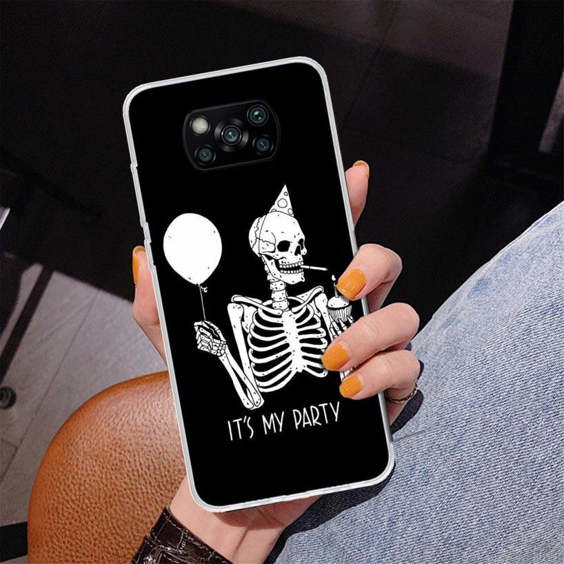 Spooky Skull Funny Dance Skeleton Phnoe Case for Xiaomi Poco X5 X6 X7 Pro X4 Gt F7 Ultra M8 M7 Redmi 15C 15 13C 13 12C 12 Unique