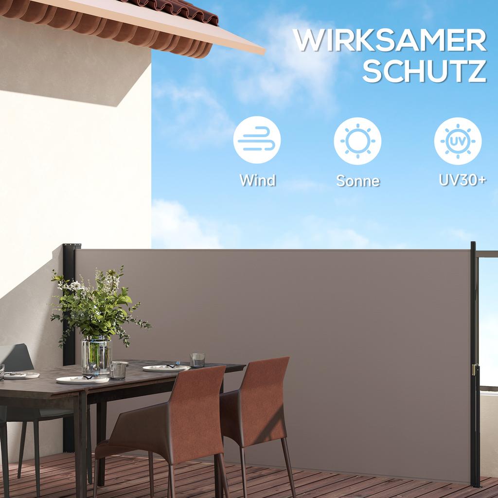 Side Awning Side Blind Retractable Privacy Screen Aluminum Polyester 3 X 1.4 M Light Gray