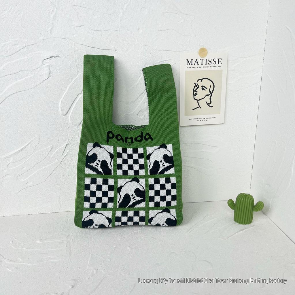 Panda Knit Women's Cross-Border Wrist Tote Handbag