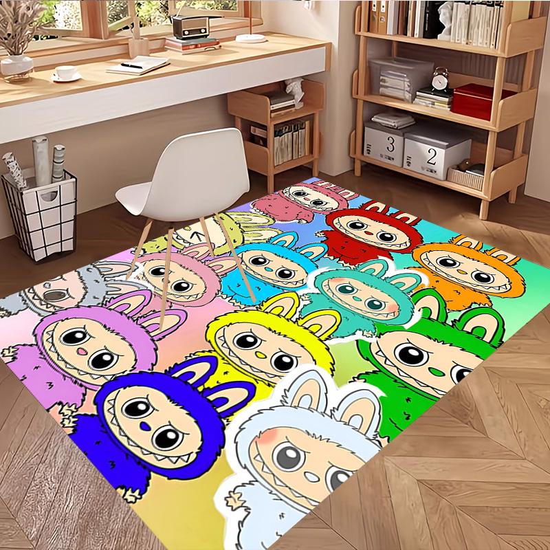 Labubu Print Rug, Washable Floor Carpet, For Entryway Dorm Laundry Room Office Study, Home Decor Birthday Christmas Gift