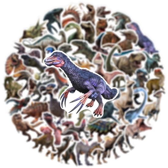 50Pcs/Set Dinosaur Sticker Non-fading Waterproof Self-Adhesive Multiple Patterns Animal Notebook Scooter Storage Box Graffiti Decal Home Appliances