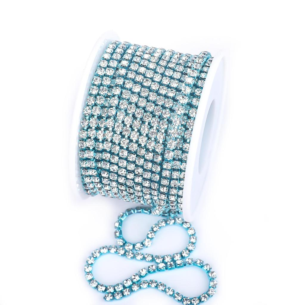 Mjuk Silver/Guld Röd AB Vit Diamant Strasskedja för Kläddekoration (SS4.5-SS18)