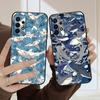 Cartoon Blue Shark For Samsung A03 Core A 04 05 06 12 14 15 16 22 23 Galaxy A25 26 4G 34 35 52 53 56 71 73 90 5G soft phone case