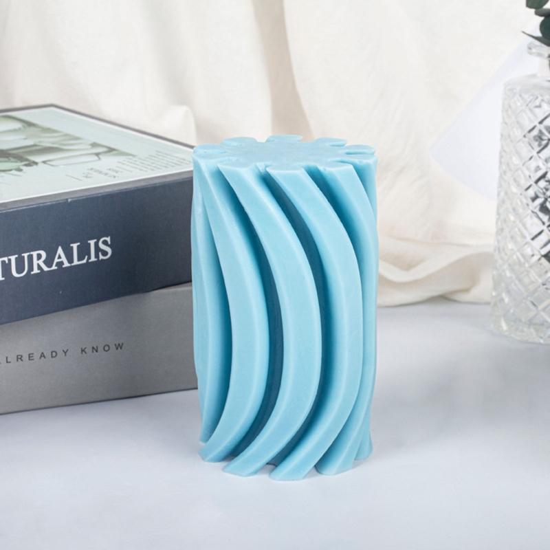 3D Geometric Cylindrical Silicone Candle Mold Handmade DIY Aromatherapy Candle Wax Clay Craft for Home Wedding Dinner
