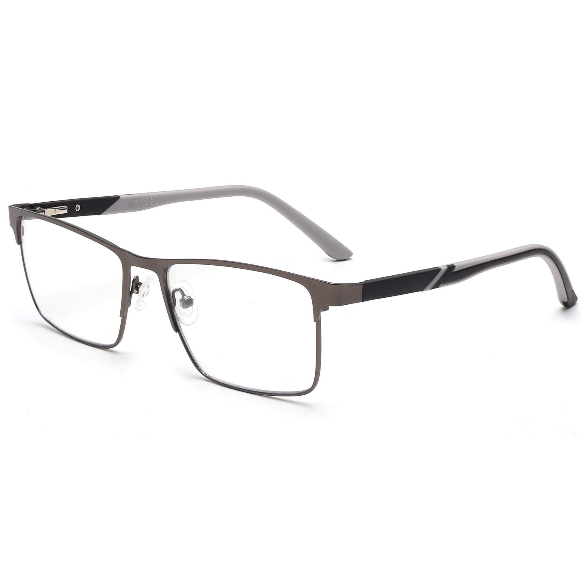 

JM Men Square Metal Reading Glasses Progressive Multifocus Elderly Presbyopia Glasses Blue Light Blocking Eyeglasses +400