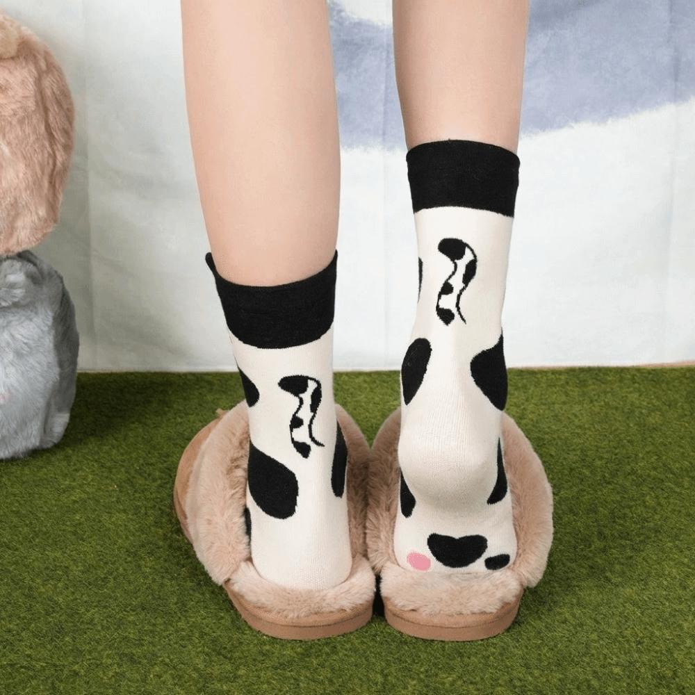Elastic Calico Cat Socks Breathable Tuxedo Cat Socks Whimsical Pouty Kitty Socks All Seasons