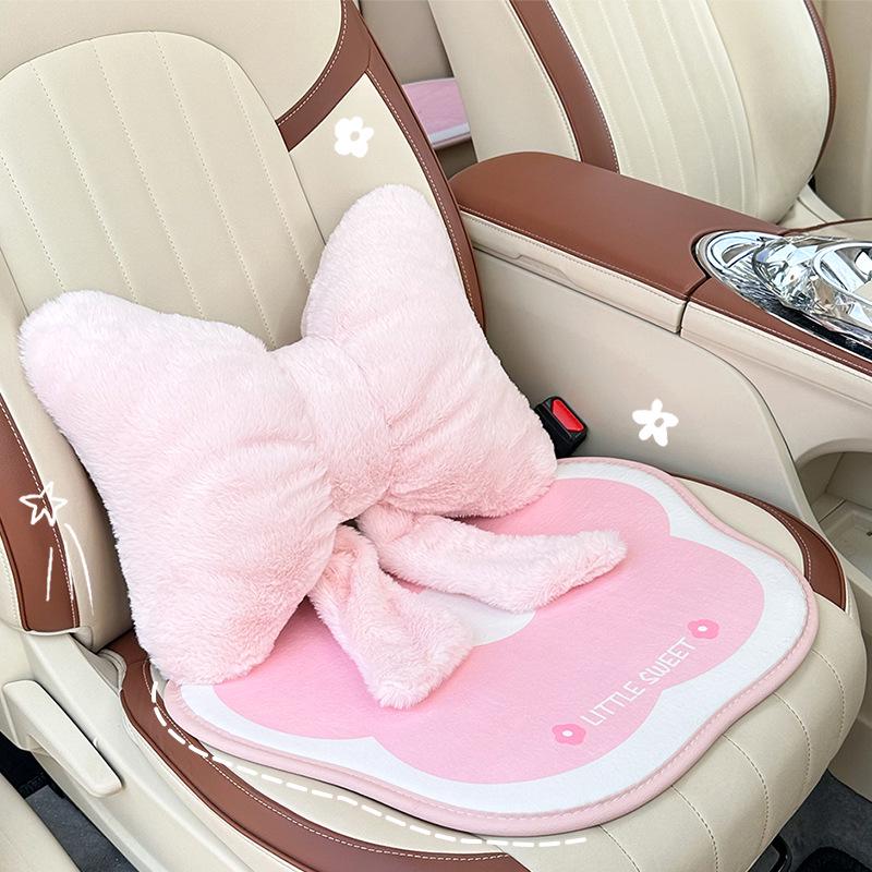 Bowknot Car Headrest & Lumbar Support Pillow - Universal, Comfortable, Stylish, Four-Season Neck and Back Support