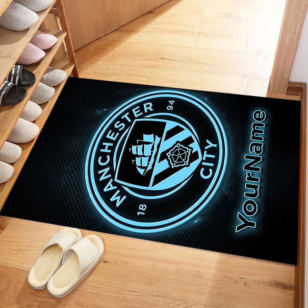 Manchester City Customizable Name Carpet Design for Kitchen Foyer Decorate Room Playrooms Anti-slip Rug Decorate Offices