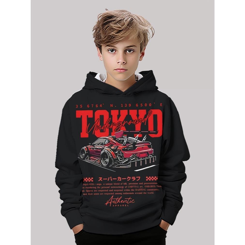 3D Digital Printed Street Racing, Underground Racing Hooded Sweatshirt, Fashionable and Trendy Casual Children's Clothing