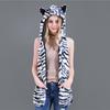 Fluffy Plush Scarf Gloves Hat Set Warm Animal Hat Windproof Winter Cap  Outdoor