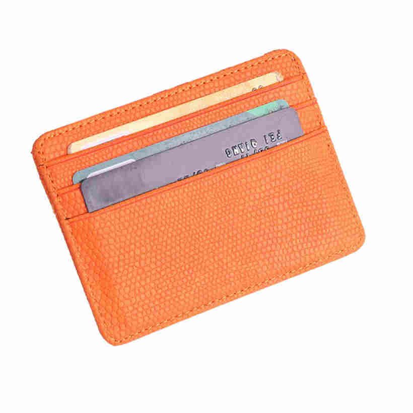Porte-cartes de crédit Portefeuille en cuir Motif Litchi Mode Unisexe Porte-monnaie