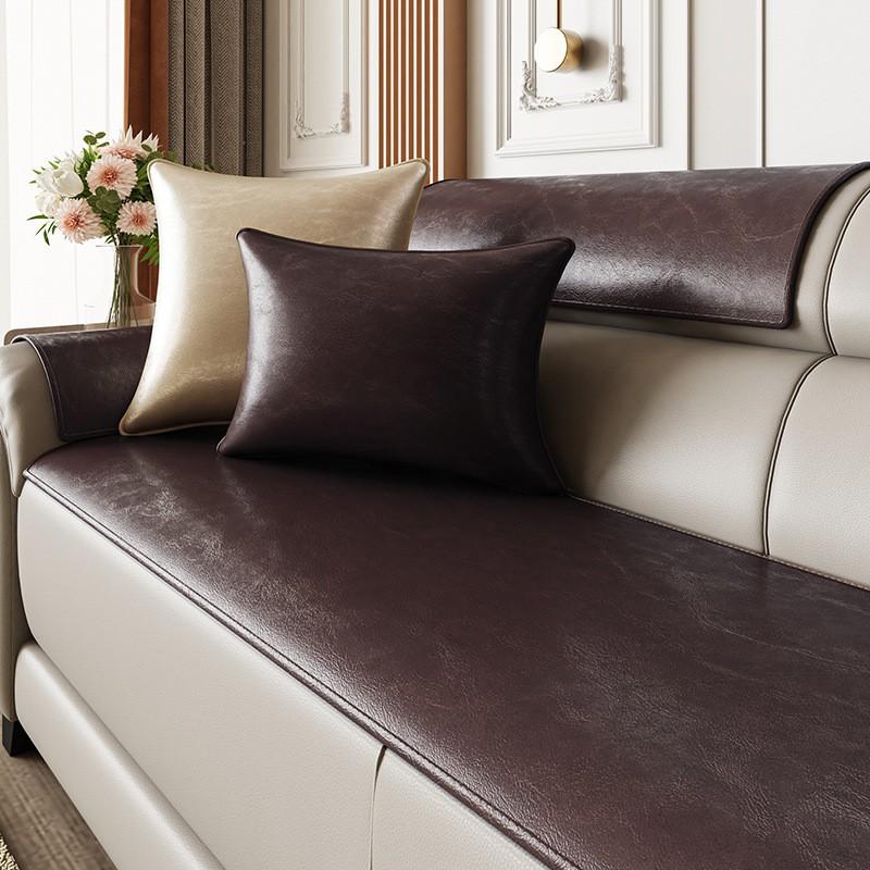 Modern European Style Faux Leather Sofa Cushion Pad Non-Slip Seat Cover Living Room All Season Use