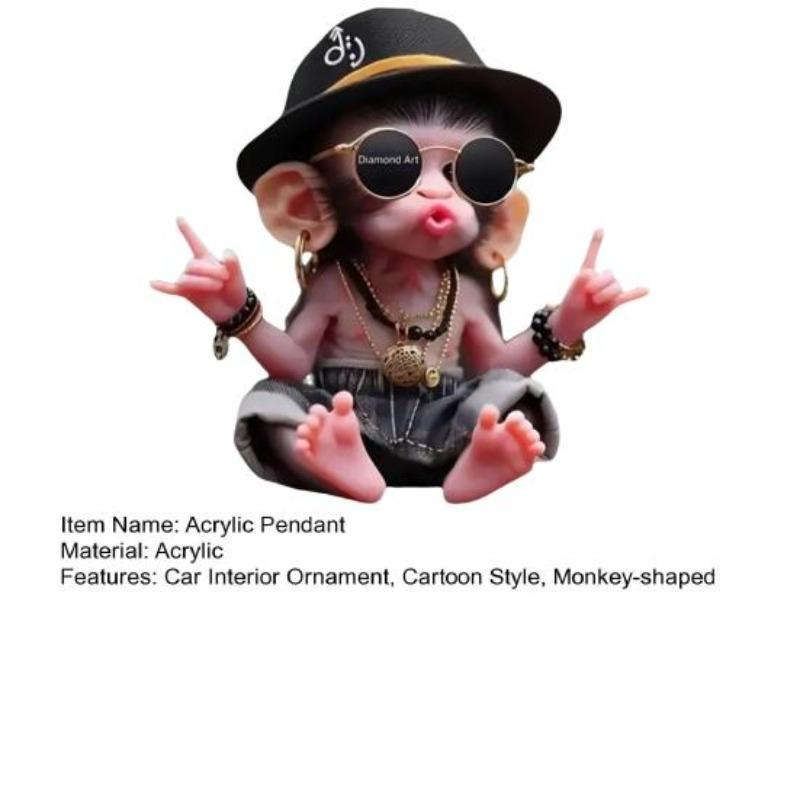 Weihnachts-Affen-Anhänger, 2D-Acryl, hängendes Ornament, Cartoon-Affe, Weihnachtsbaum-Ornament, Auto-Innenausstattung, Geschenk für Tierliebhaber