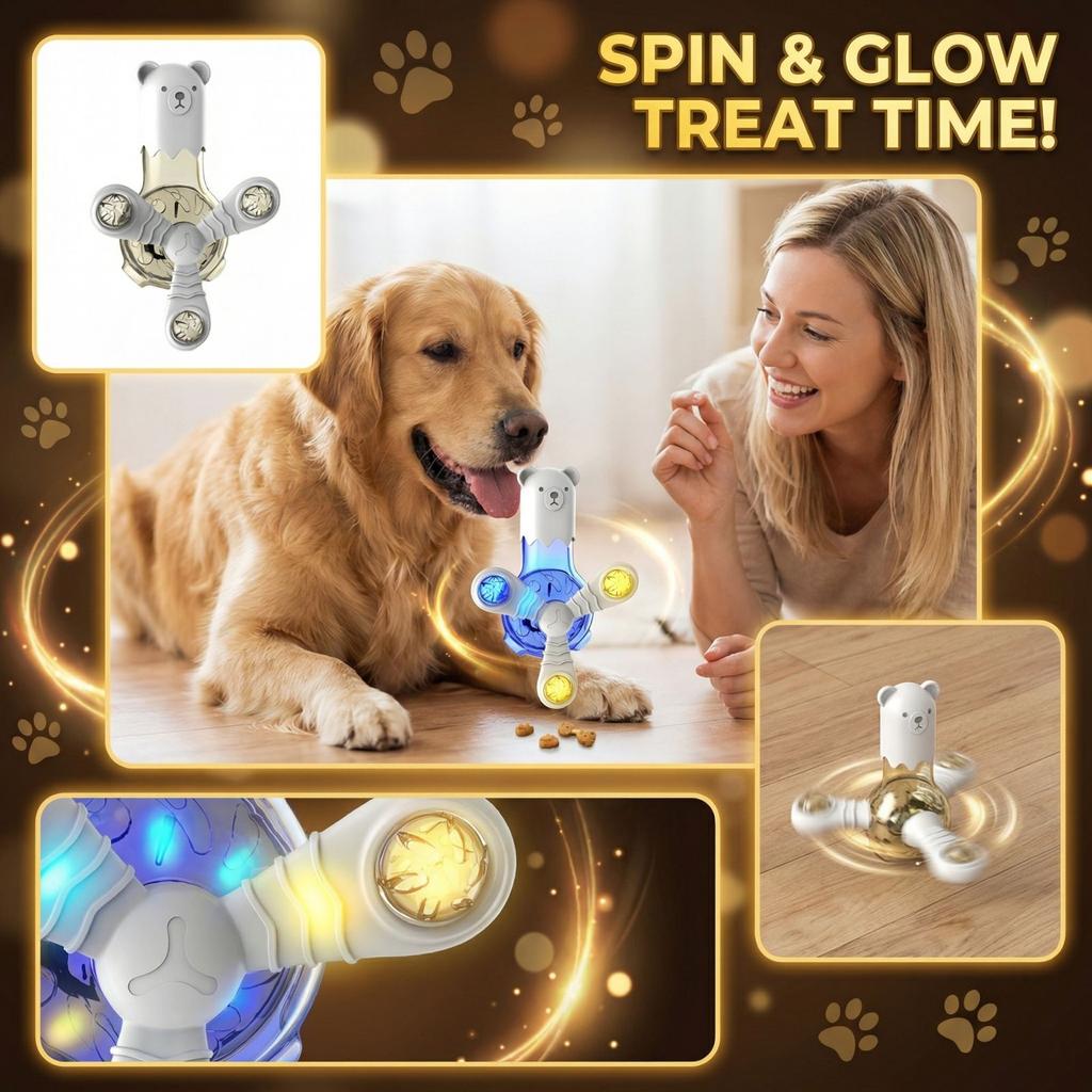 Pet Glowing Vocalizing Rotating Multi  Functional Food  Dispersing Toy