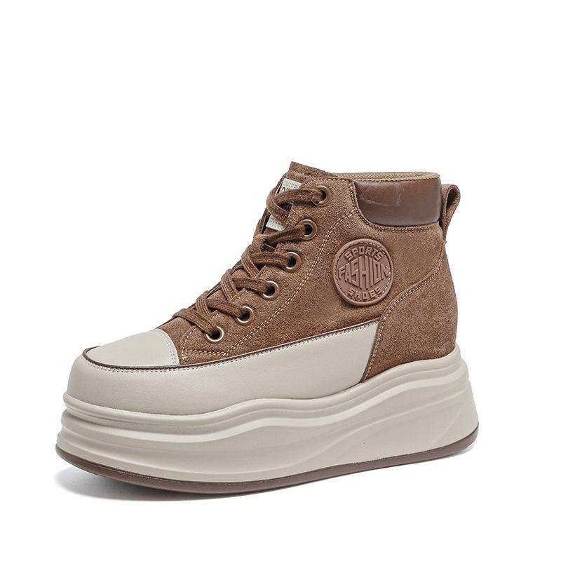 

Весна Осень Обувь из Натуральной Кожи Женская Модная Обувь Кроссовки на Плоской Платформе с Увеличением Высоты 8 см Женский Бренд Коричневая Черная Обувь 39 коричневый