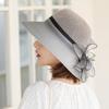 Elegant Organza Flower Bucket Hat for Women - Fashionable Sun Protection, Breathable Polyester, Perfect for Spring & Summer
